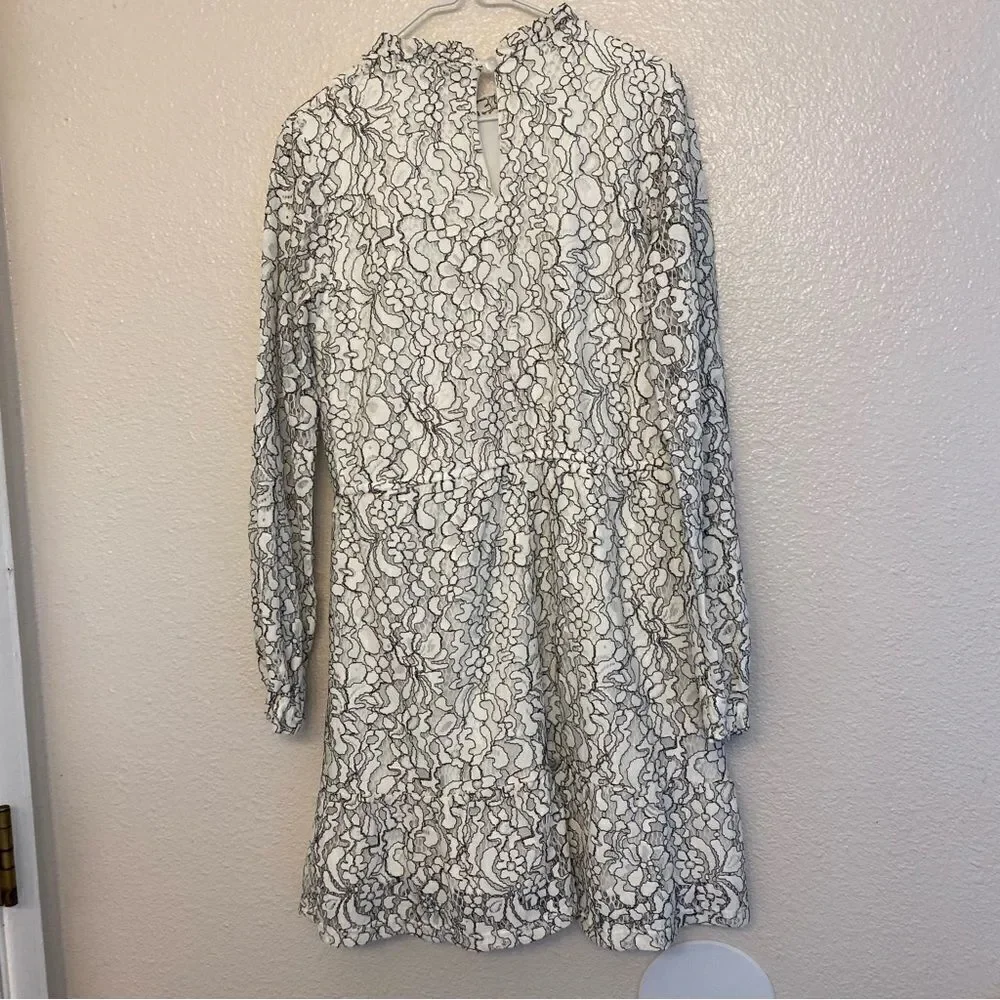 Art Class black and white lace long elastic cuff sleeve girl dress L  10/12